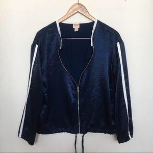 Faux satin/polyester athletic jacket